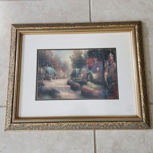 Thomas Kinkade Cobblestone Lane 19" x 14.5" Painting